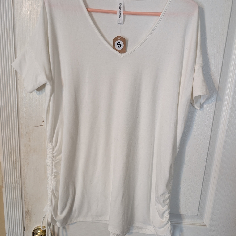 Women's White Cinched Bathing/Swimsuit Coverup, Zenana Premium, Small, Oversized